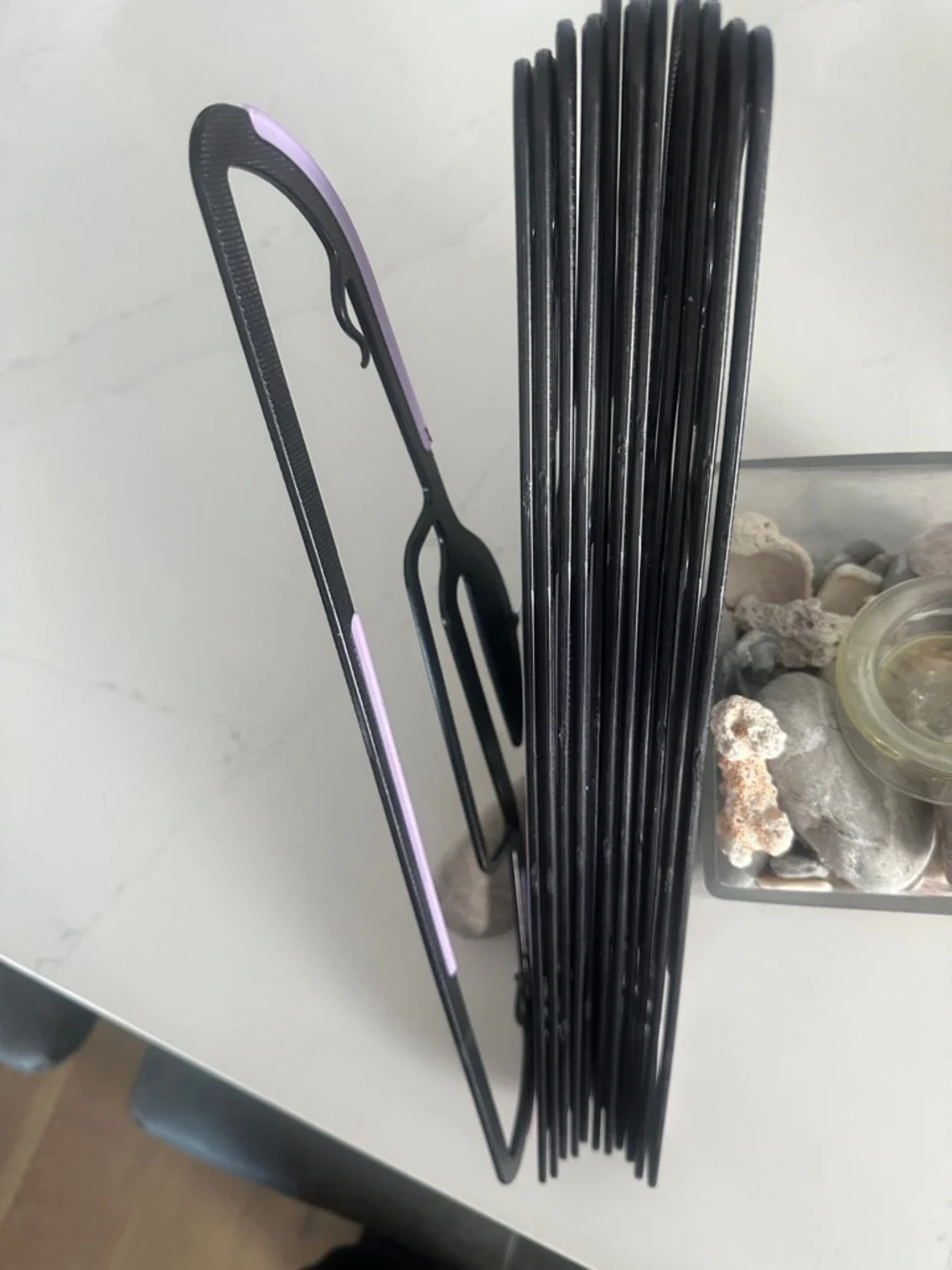 Non-Brand Black and Lavender Non-Slip Plastic Closet Hangers - 12 Pack